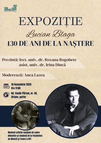 10.11.2025, afis Lucian Blaga 130 ani de la naștere