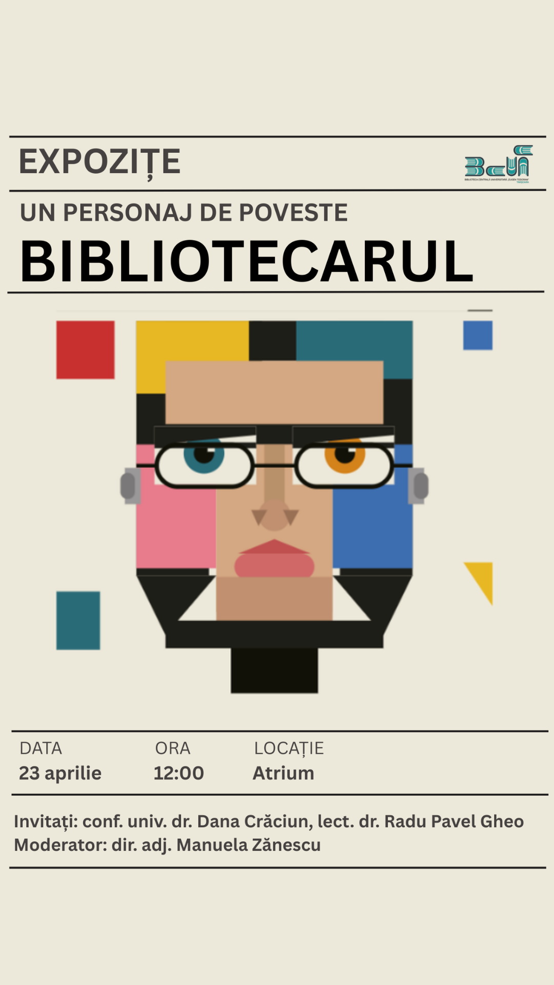 23.04.2026, Expoziție, un personaj de poveste, bibliotecarul